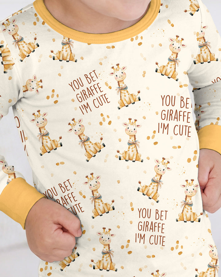 You Bet Giraffe I'm Cute Bamboo Two Piece Long Sleeve Pajama Set
