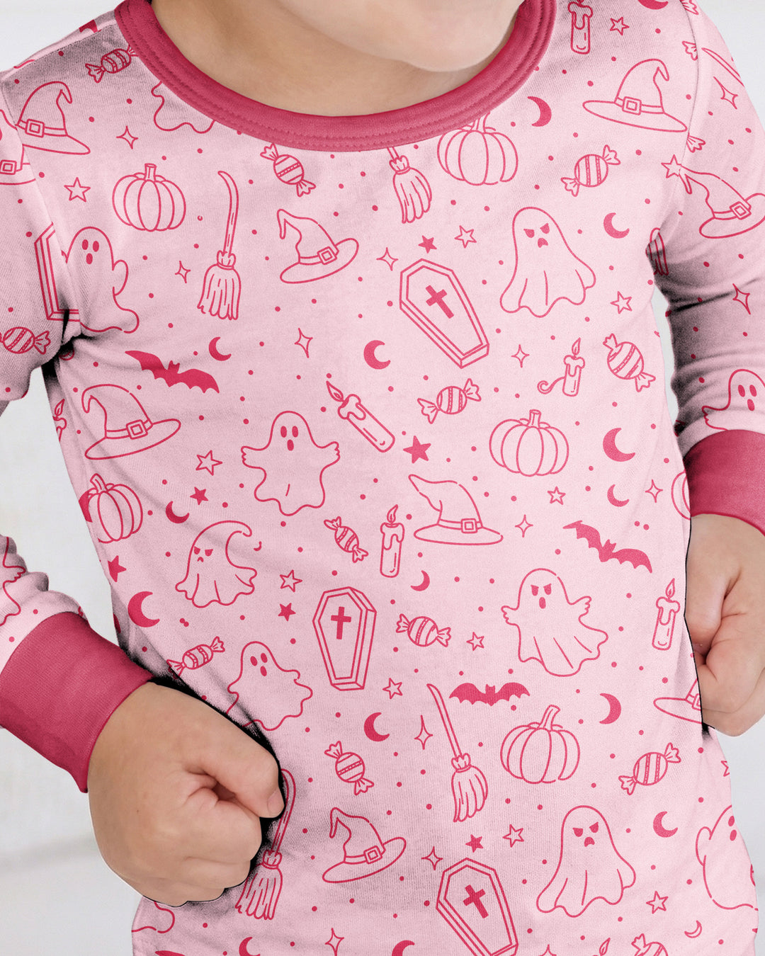 Cute Aesthetic Spooky Halloween Boo Bamboo Two Piece Long Sleeve Pajama Set