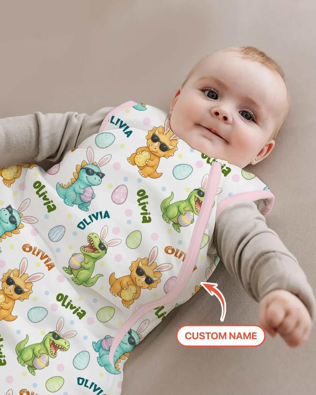 Custom Name Dinosaur on the Hunt Bamboo Sleep Bag