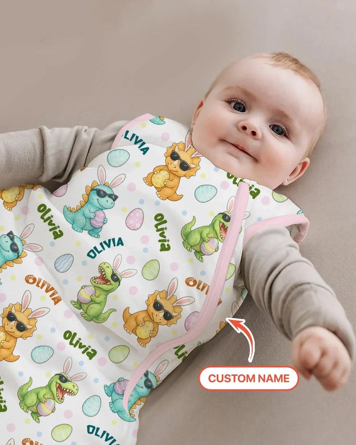 Custom Name Dinosaur on the Hunt Bamboo Sleep Bag