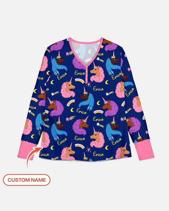 Afrikanisches Astro-Einhorn-Bambus-Damen-Pyjama-Set