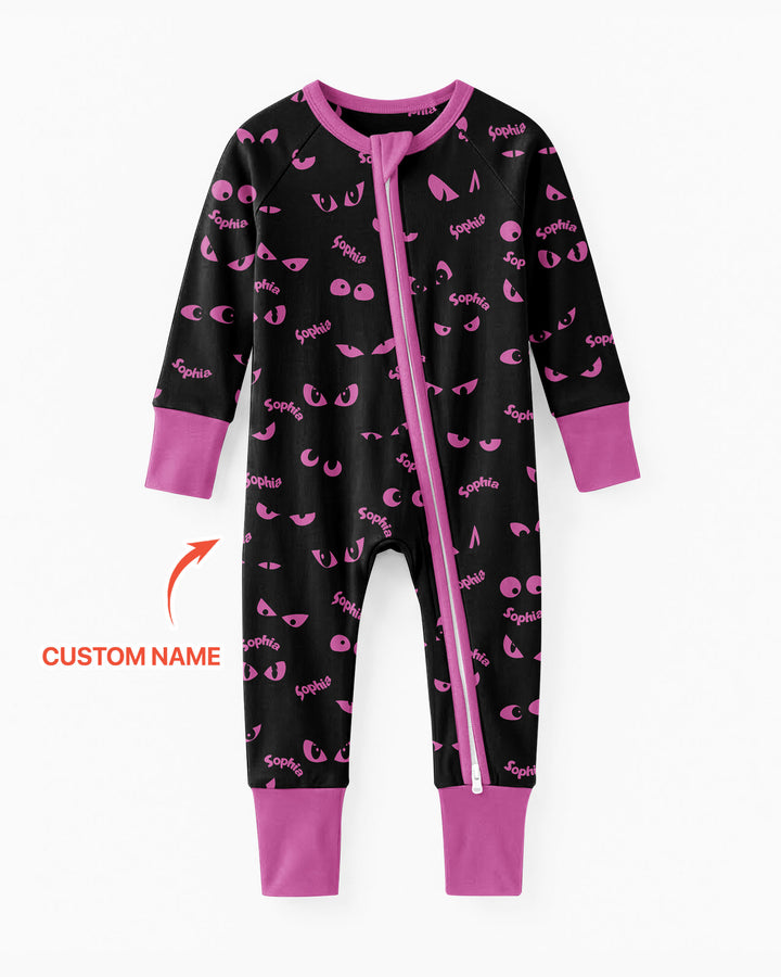 Custom Name Halloween Spooky Cat Eyes -  Personalized Convertible Zippy
