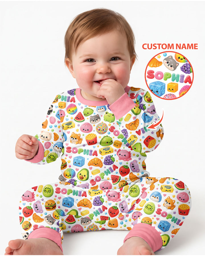 Just A Girl Who Loves Squishies Custom Name Bamboo Two Piece Long Sleeve Pajama Set
