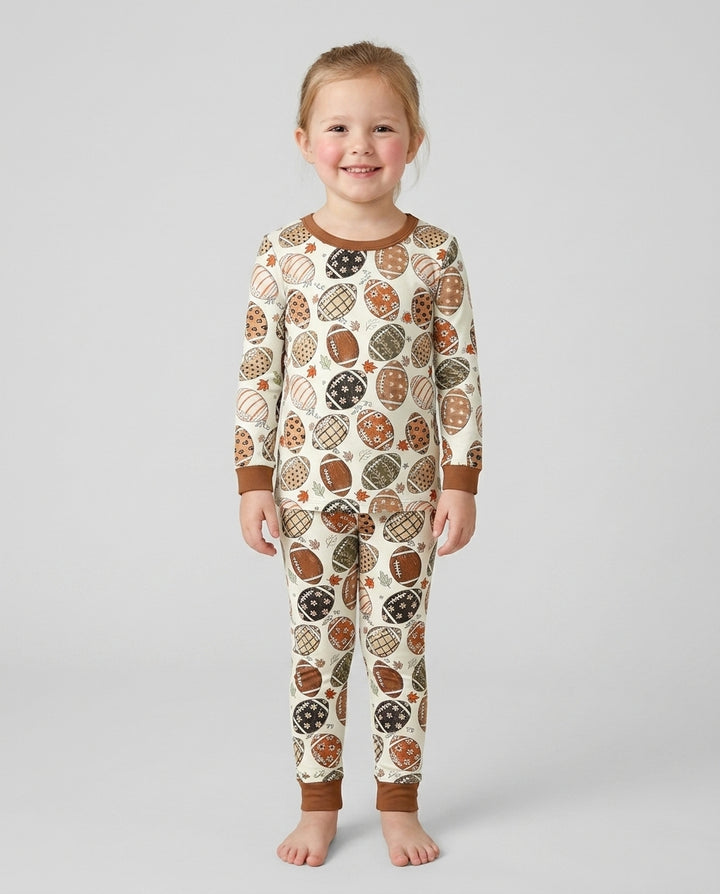 Boho Football Bamboo Two Piece Long Sleeve Pajama Set