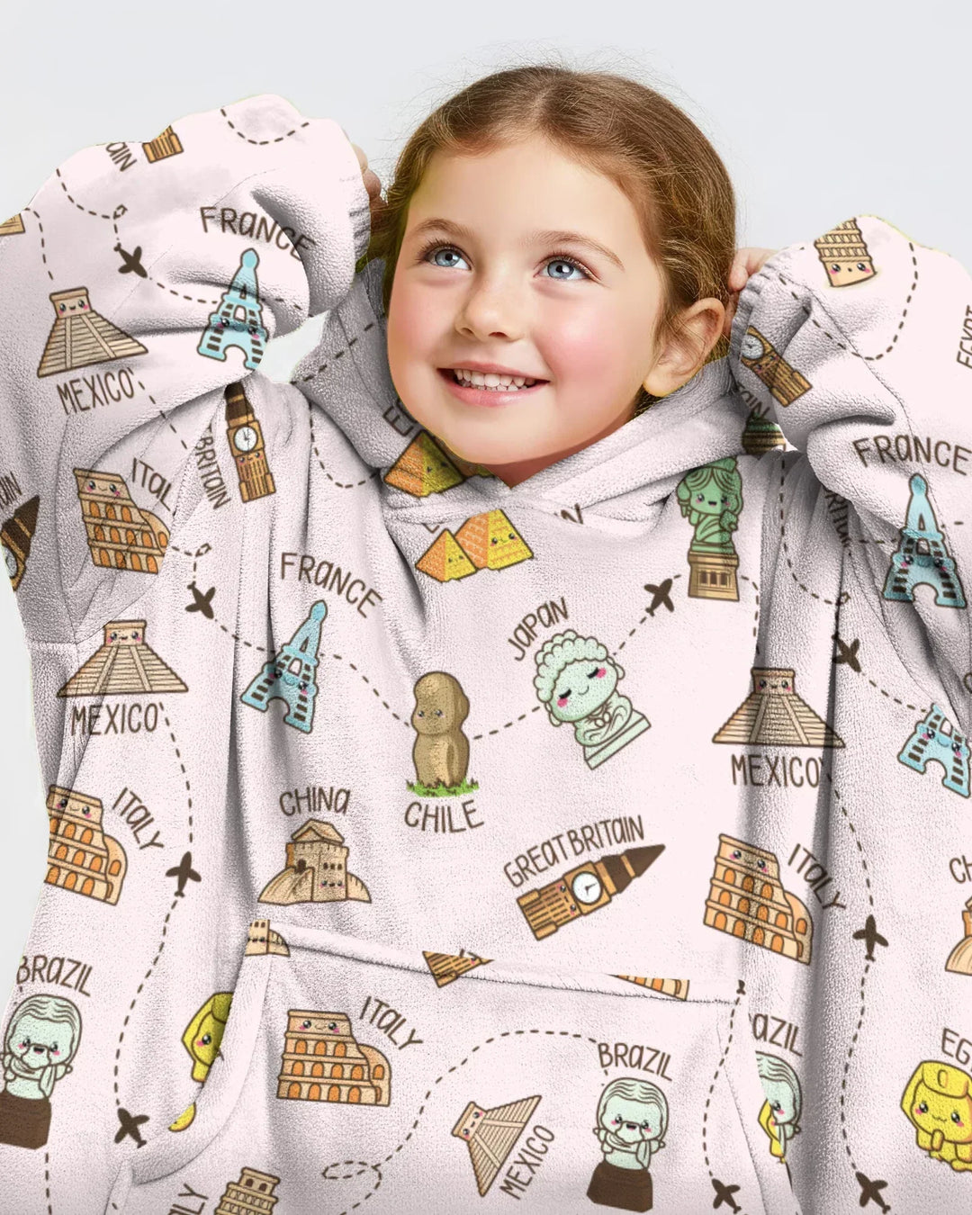 Kawaii World Tour Tragbarer Bambus-Deckenhoodie