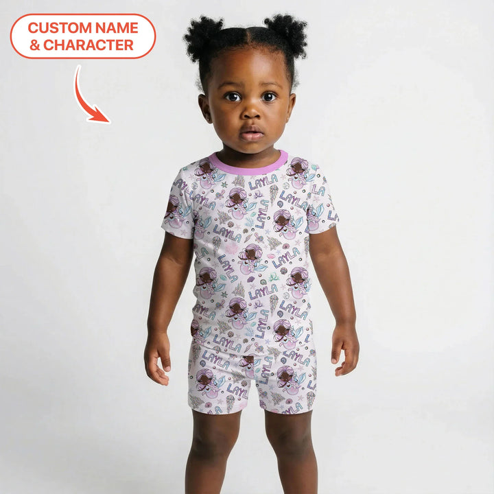 Zweiteiliges Pyjama-Set mit kurzen Ärmeln und Shorts im Sommer-Design