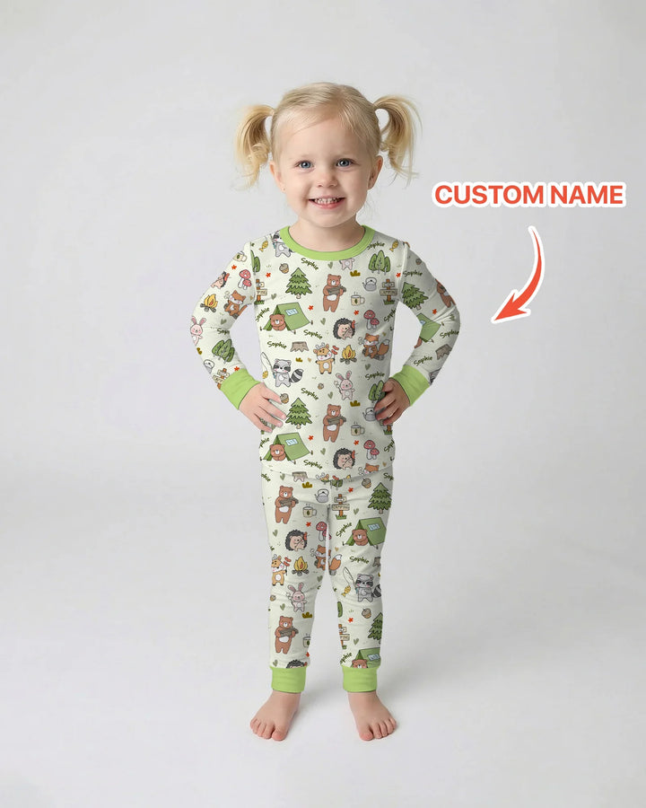 Zweiteiliges Langarm-Pyjama-Set mit Sommerfrüchten
