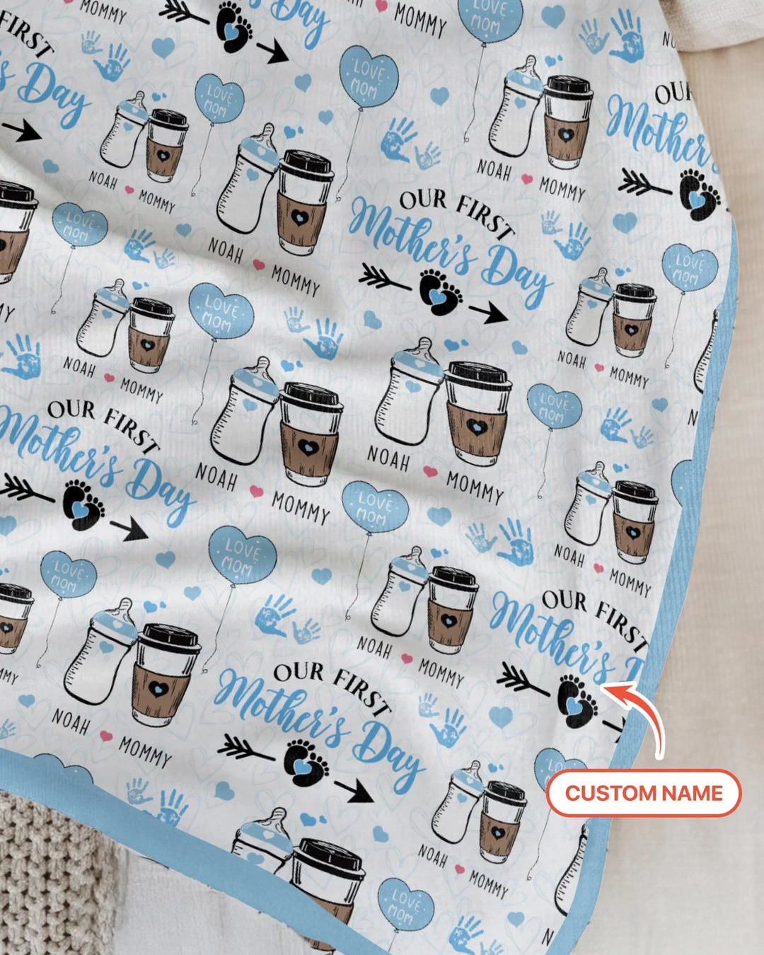 Custom Name First Mother's Day Drink Bamboo Blanket