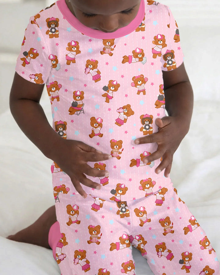 Born To Play Baseball Bamboo Two Piece Short Sleeve Pajama Set