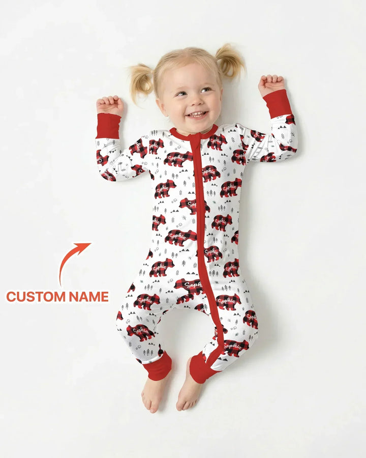 Custom Name Family Bear Matching Bamboo Convertible Zippy