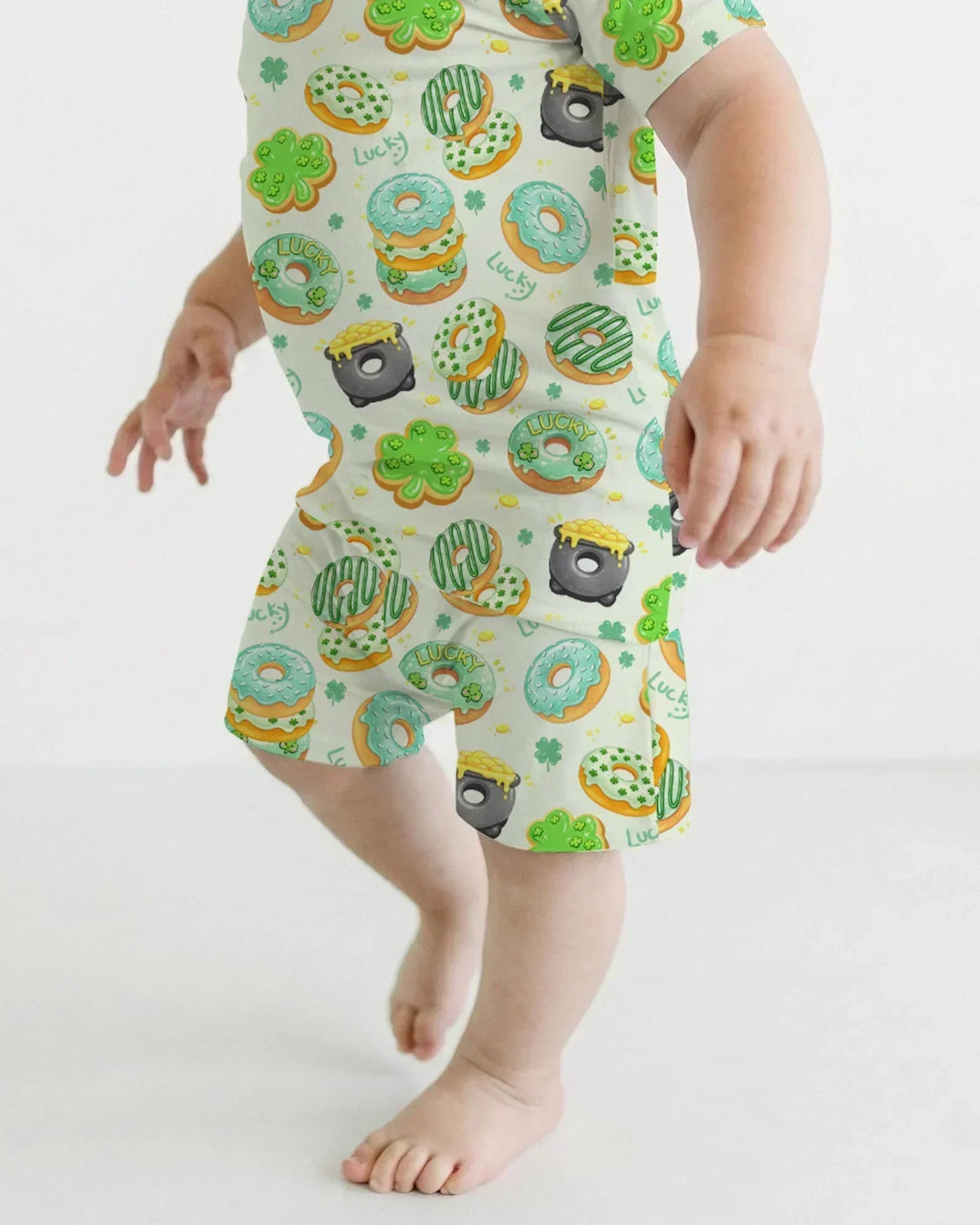 St. Patrick's Day Donut Bamboo Two Piece Short Sleeve Shorts Pajama Set