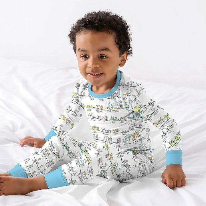 Zweiteiliges Langarm-Pyjama-Set mit Sommerfrüchten