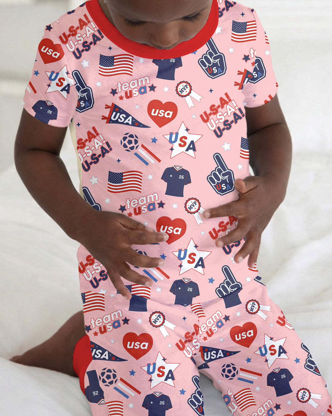 Soccer Party Team USA Bamboo Two Piece Short Sleeve Pajama Set