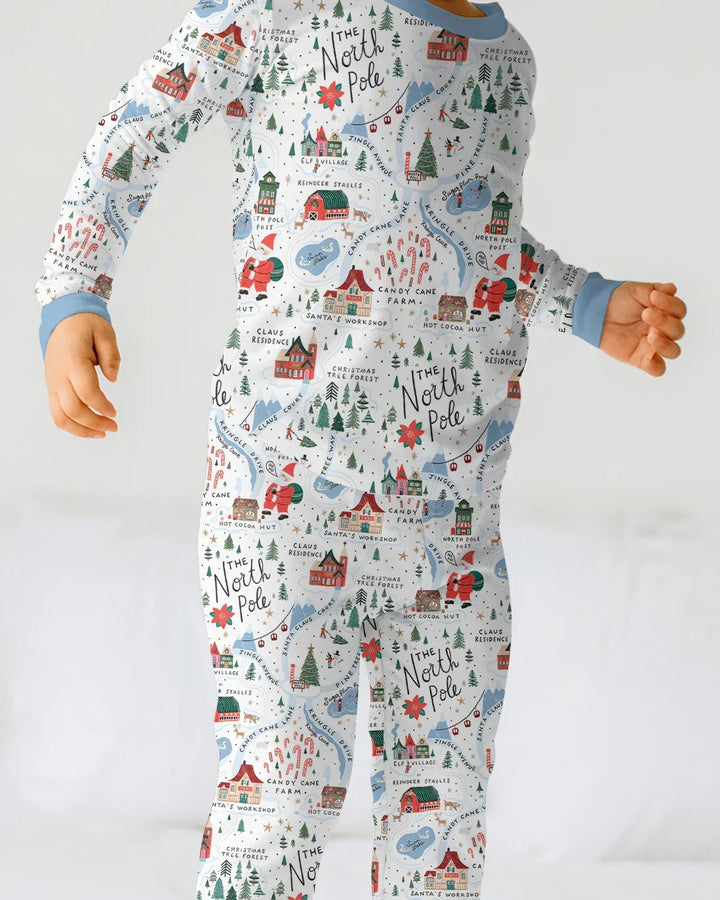 The North Pole Map Two Piece Long Sleeve Pajama Set , The North Pole Map Two Piece Long Sleeve Pajama Set - 12-18M