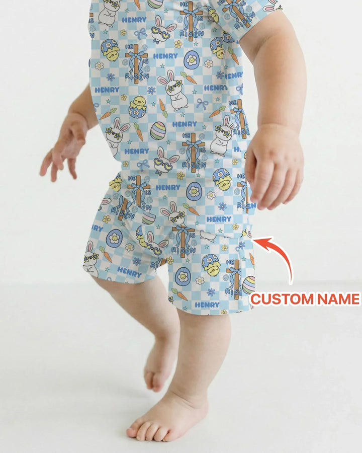 Zweiteiliges Pyjama-Set mit kurzen Ärmeln und Shorts im Sommer-Design