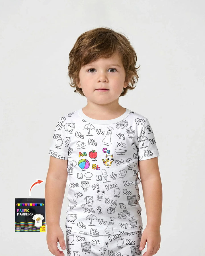 Template Zweiteiliges Pyjama-Set mit kurzen Ärmeln und Shorts
