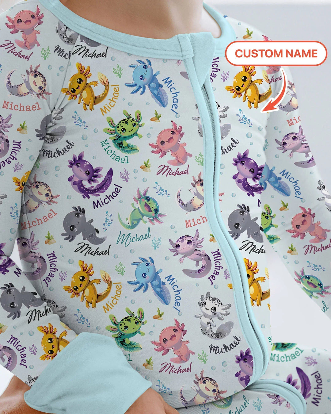 I Love You Axolotl Custom Name Bamboo Convertible Zippy