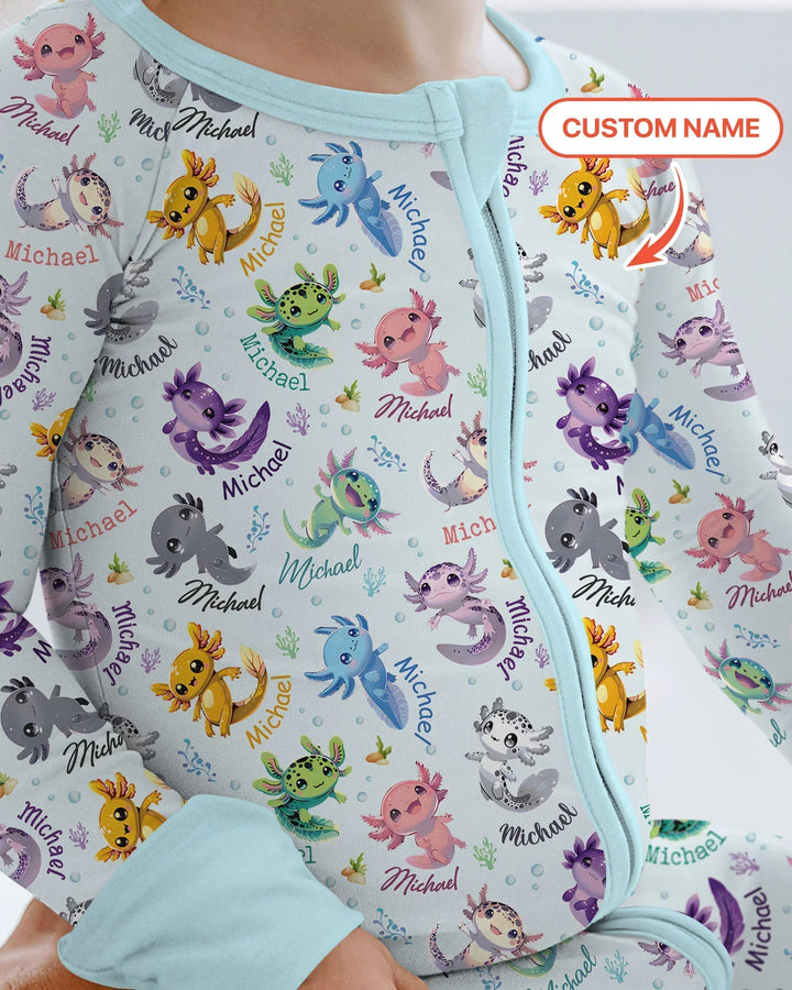 I Love You Axolotl Custom Name Bamboo Convertible Zippy