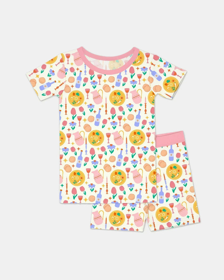 Pesach Sameach Matching Family Bamboo Two Piece Short Sleeve Shorts Pajama Set