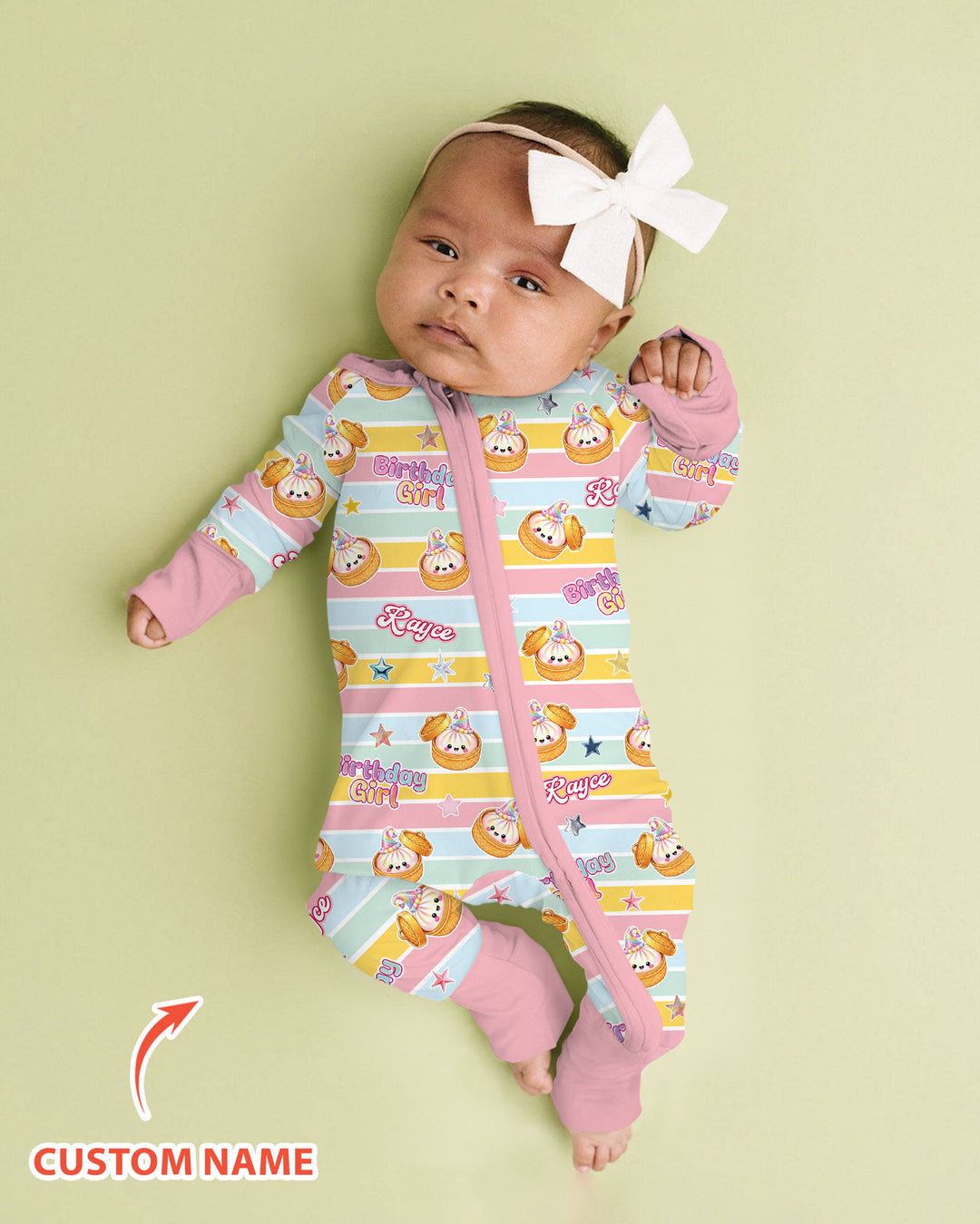 Custom Dumpling Birthday Girl  Bamboo Convertible Zippy