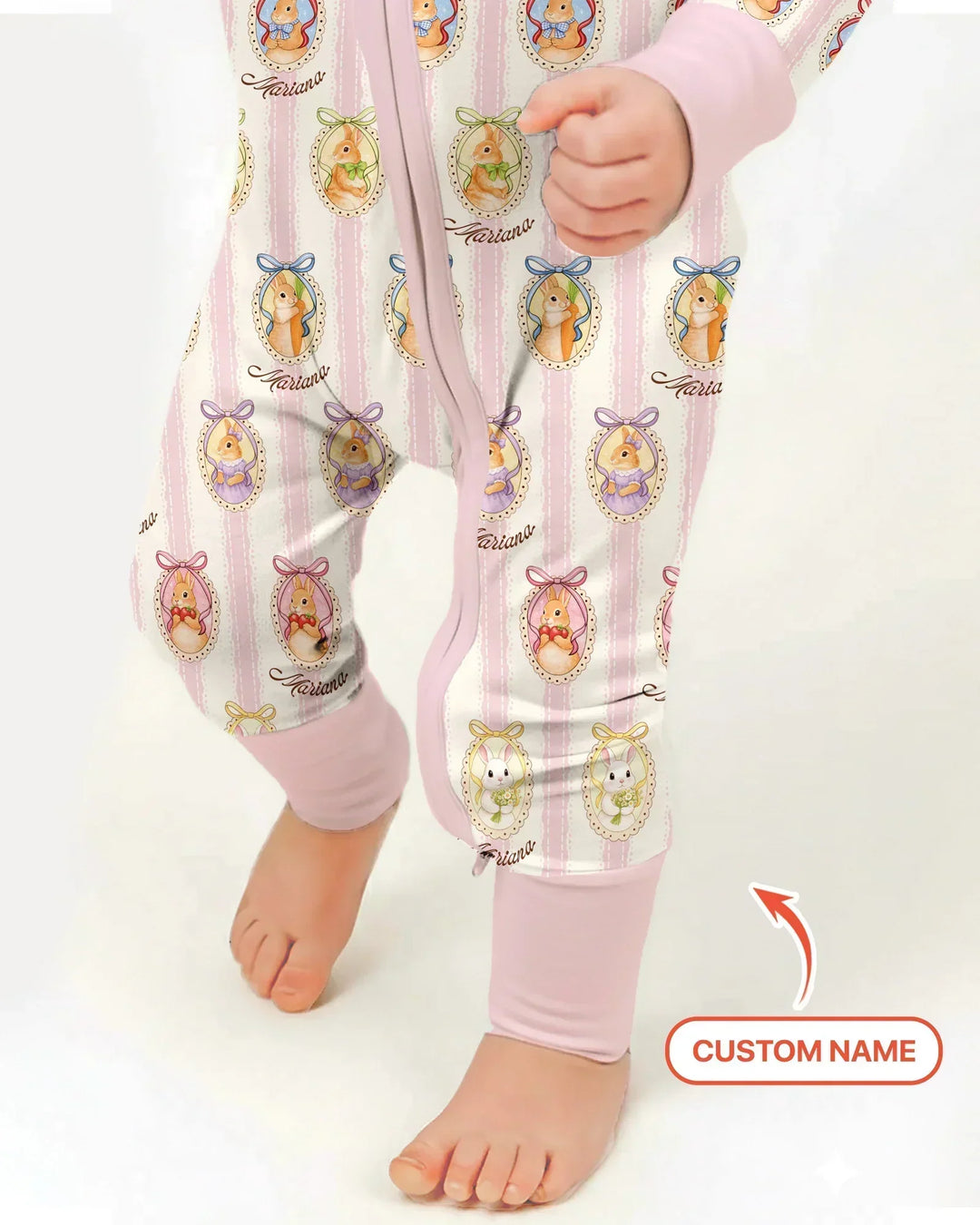 Custom Name Vintage Easter Bunny Bamboo Convertible Zippy