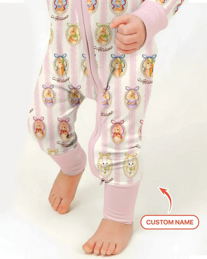 Custom Name Vintage Easter Bunny Bamboo Convertible Zippy