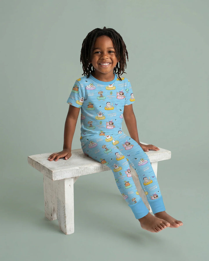 Summerween Cartoon Bamboo Two Piece Short Sleeve Pajama Set