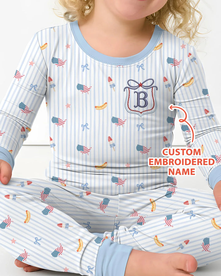 Zweiteiliges Langarm-Pyjama-Set mit Sommerfrüchten