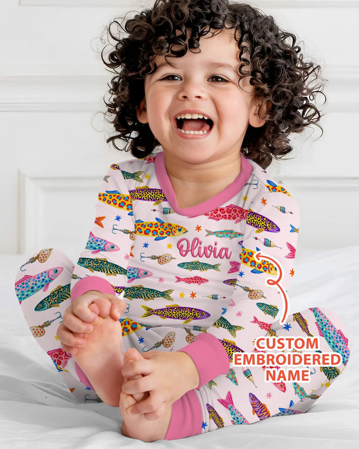 Zweiteiliges Langarm-Pyjama-Set mit Sommerfrüchten
