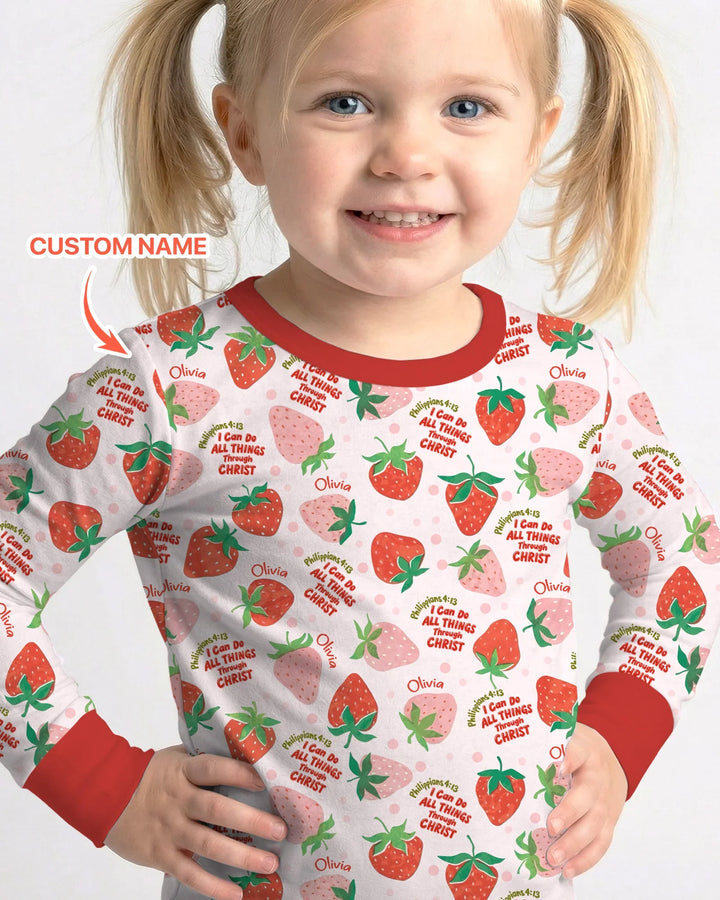 Zweiteiliges Langarm-Pyjama-Set mit Sommerfrüchten