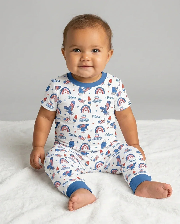 Zweiteiliges Langarm-Pyjama-Set mit Sommerfrüchten