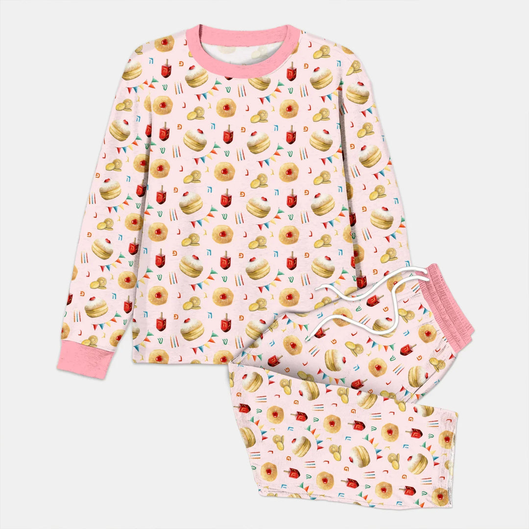 Hanukkah Donuts Men's Pajama Set , Hanukkah Donuts Men's Pajama Set - Combo Shirt & Pants / XS / Pink