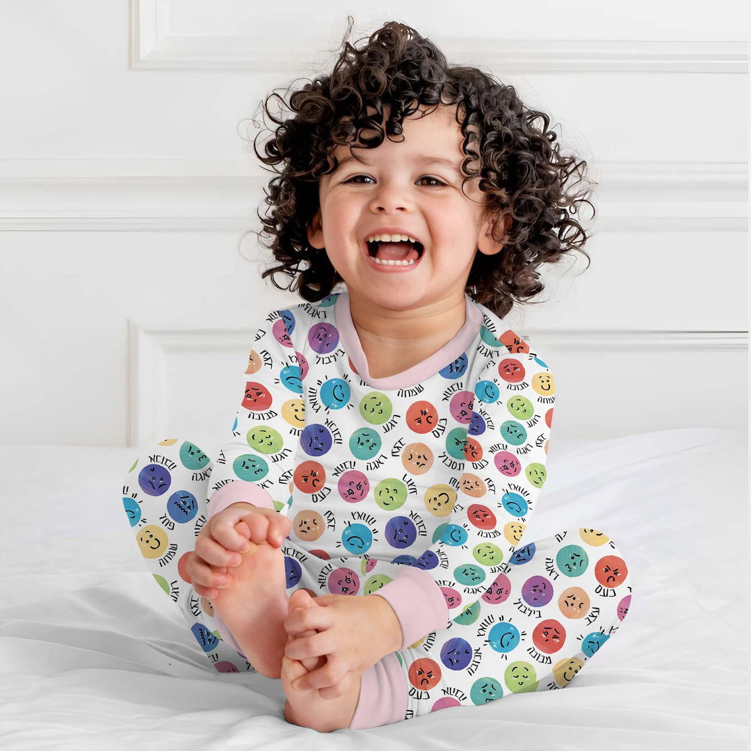 My Emotions Hebrew Bamboo Two Piece Long Sleeve Pajama Set