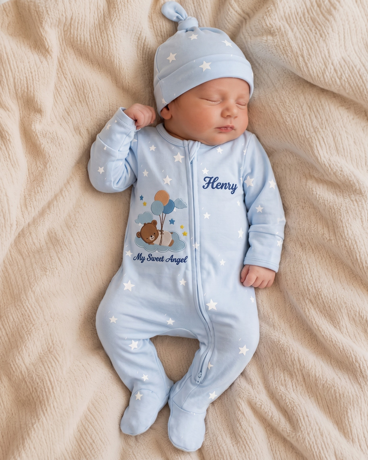 Gerippte Babykleidung mit individuellem Foto - Weich &amp; Skizzenhaft