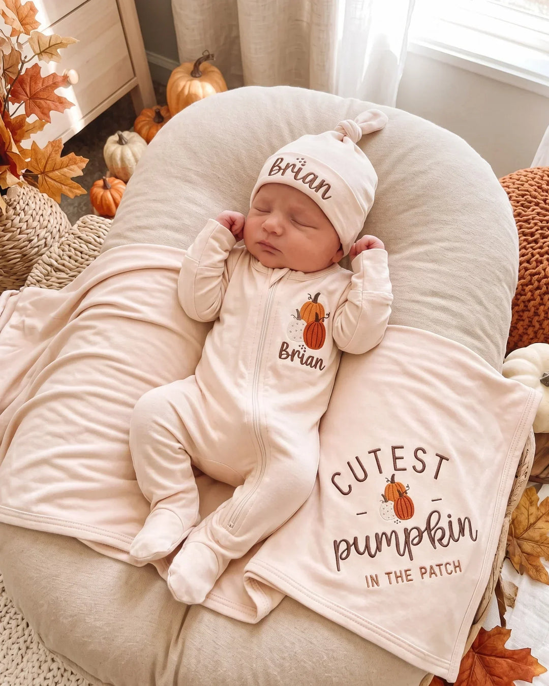 Personalized Pumpkin Patch Embroidered Bamboo Blanket