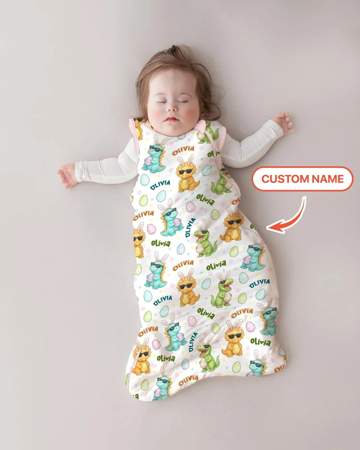 Custom Name Dinosaur on the Hunt Bamboo Sleep Bag