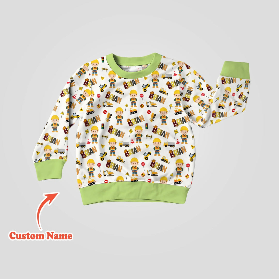 Custom Name Doodle Little Builder Bamboo Crewneck Sweatshirt