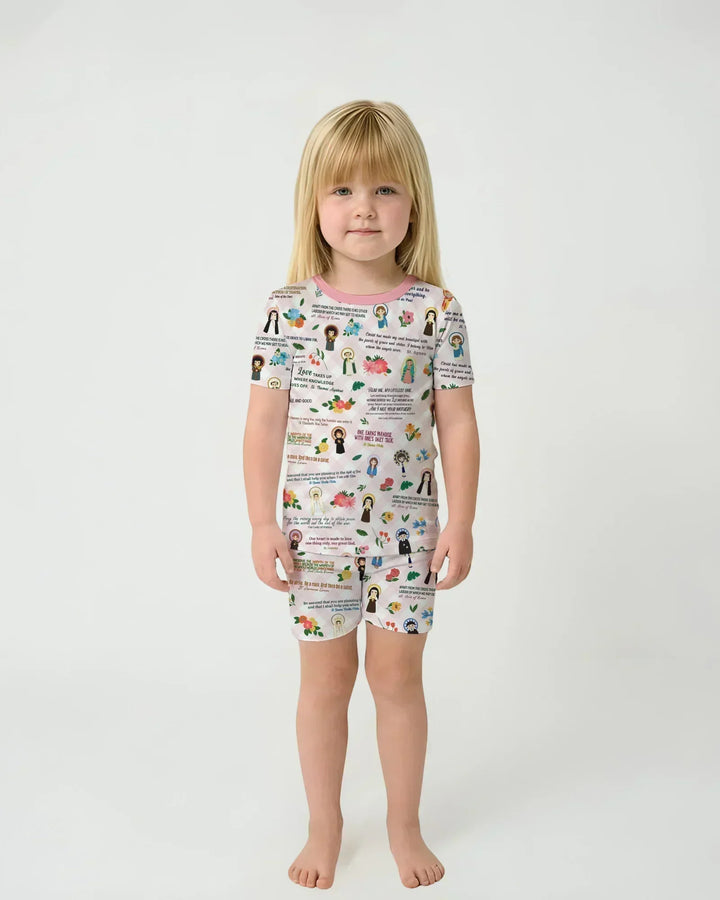 Catholic Saint Quotes Bamboo Two Piece Short Sleeve Shorts Pajama Set