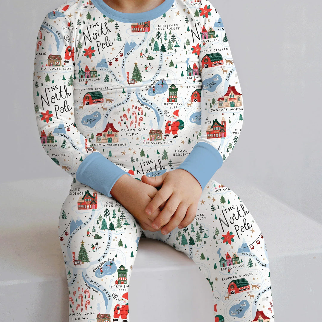 The North Pole Map Two Piece Long Sleeve Pajama Set , The North Pole Map Two Piece Long Sleeve Pajama Set - 12-18M