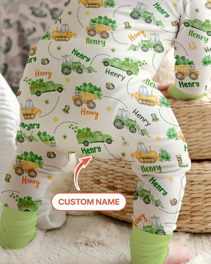 Construction St. Patrick's Day Custom Name Bamboo Convertible Zippy