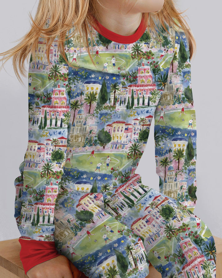 Zweiteiliges Langarm-Pyjama-Set mit Sommerfrüchten