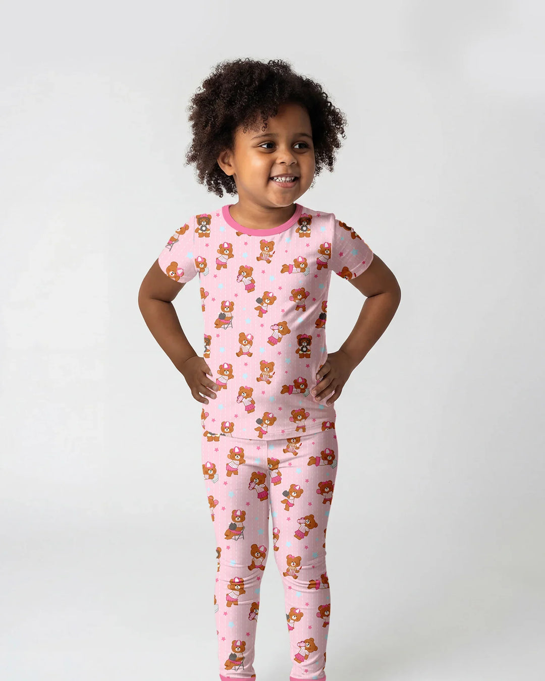 Born To Play Baseball Bamboo Two Piece Short Sleeve Pajama Set