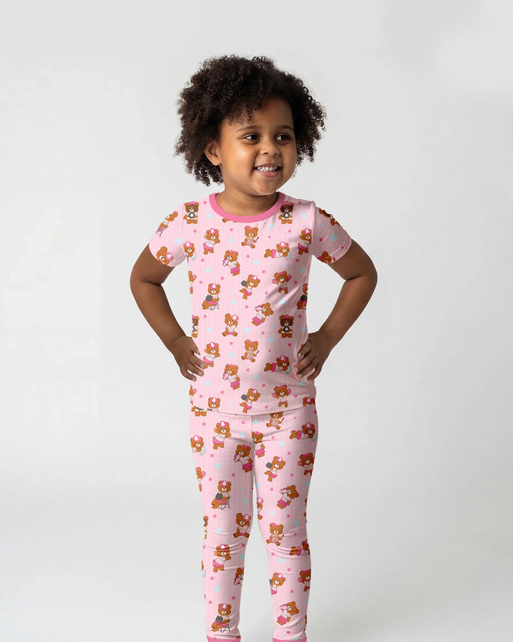 Born To Play Baseball Bamboo Two Piece Short Sleeve Pajama Set