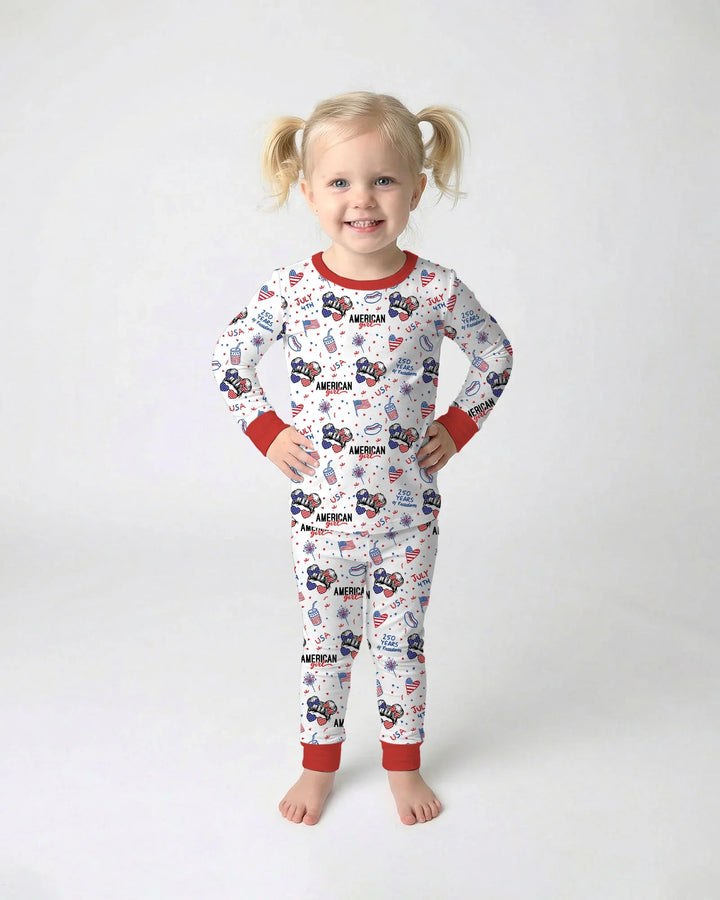 Zweiteiliges Langarm-Pyjama-Set mit Sommerfrüchten