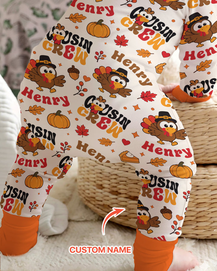 Personalized Cousin Crew Thanksgiving Bamboo Convertible Zippy