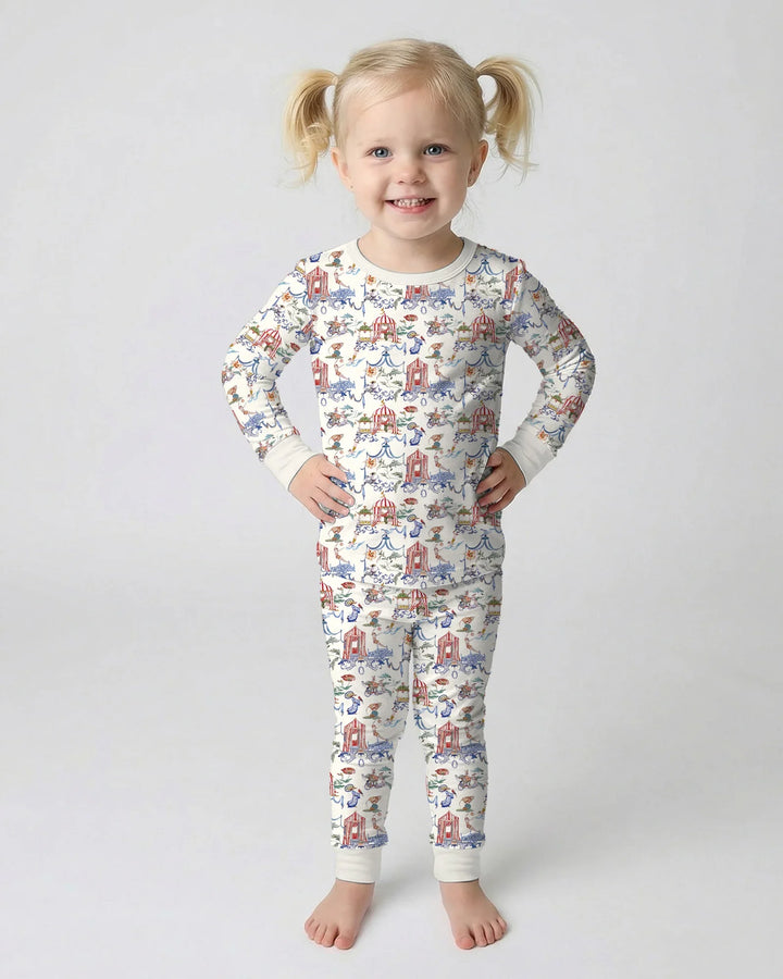 Zweiteiliges Langarm-Pyjama-Set mit Sommerfrüchten