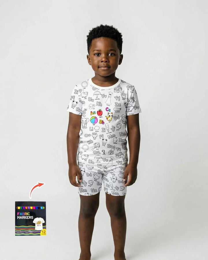 Template Zweiteiliges Pyjama-Set mit kurzen Ärmeln und Shorts