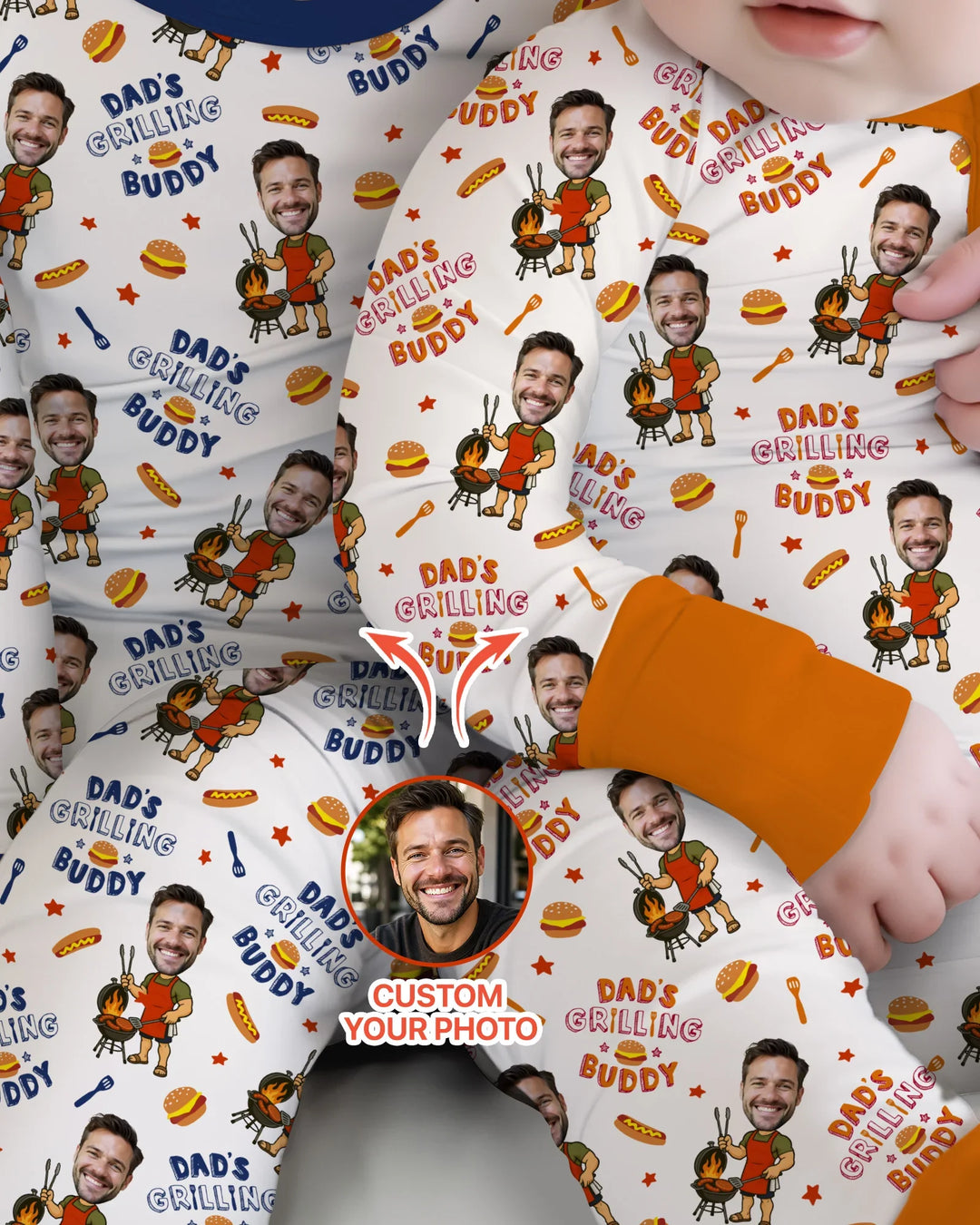Gerippte Babykleidung mit individuellem Foto - Weich &amp; Skizzenhaft