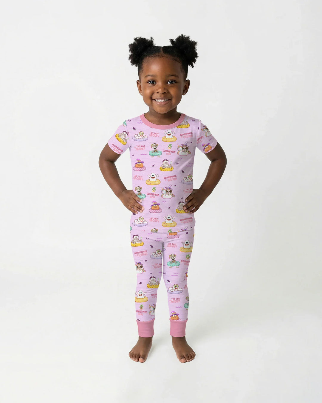 Summerween Cartoon Bamboo Two Piece Short Sleeve Pajama Set