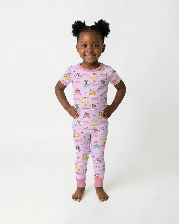 Summerween Cartoon Bamboo Two Piece Short Sleeve Pajama Set